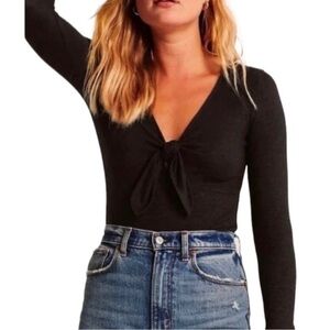 Abercrombie Cozy AF Tie Front Bodysuit